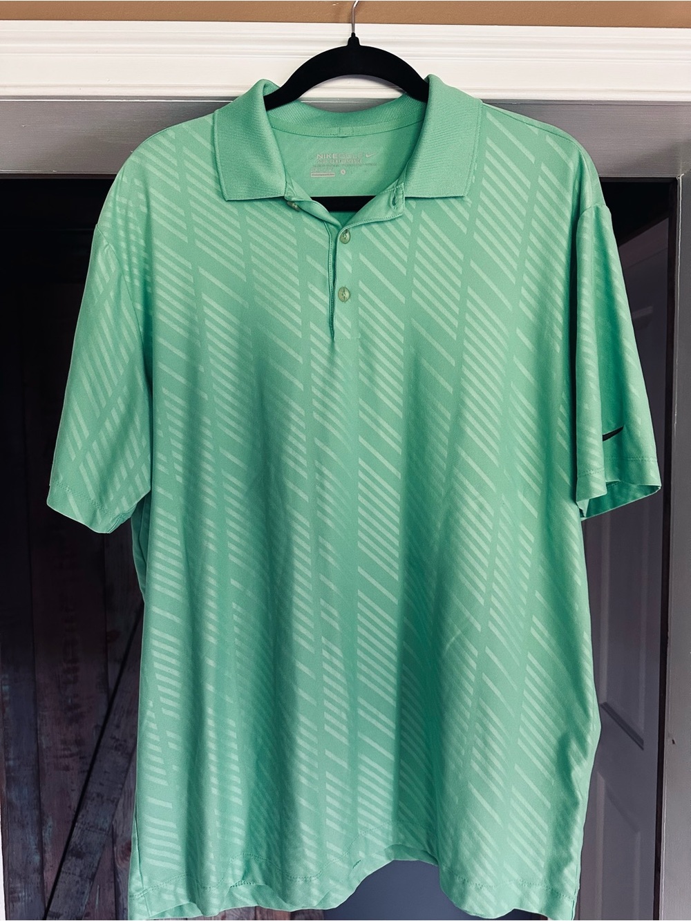Nike Men's Mint Green Striped Performance Polo